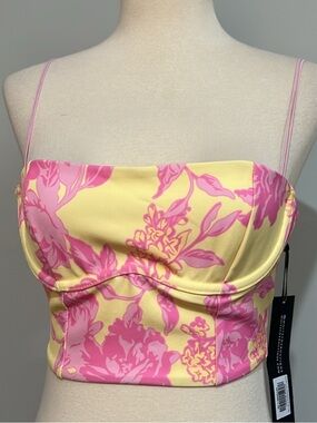 White Fox Follow You Anywhere Summer Blossom Crop Top Women's Sz S NWOT